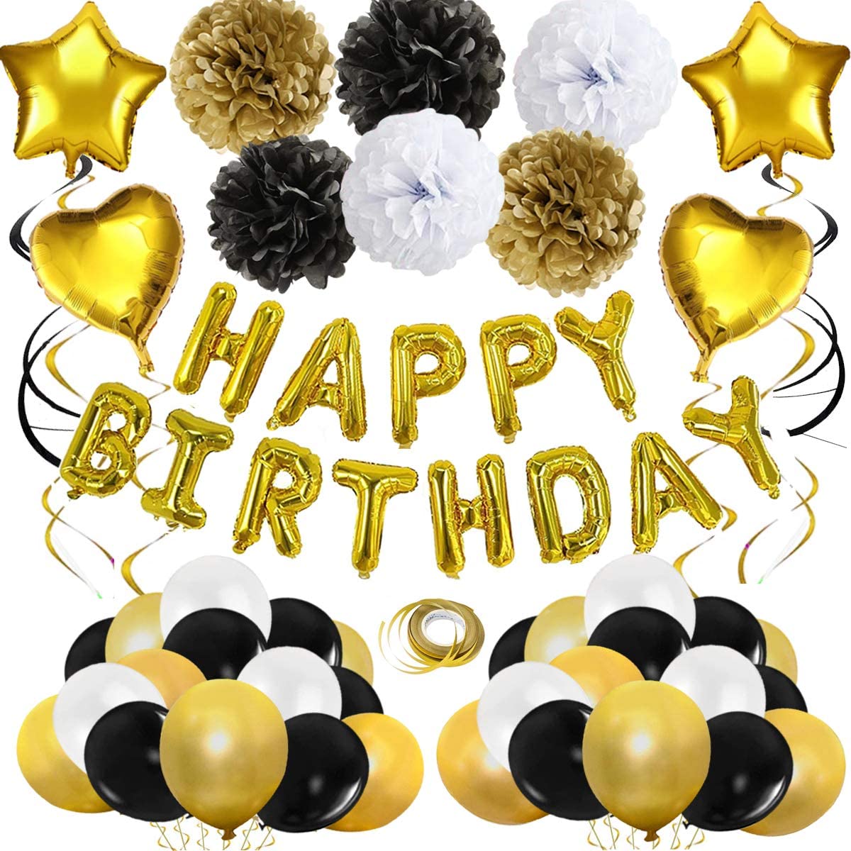 Black & Gold Birthday Balloon Kit - 46 Pieces