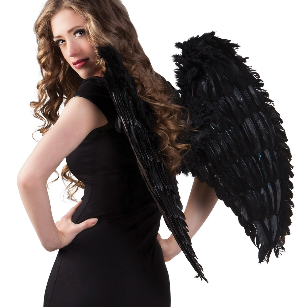 Black Angel Wings - 65cm x 65 cm
