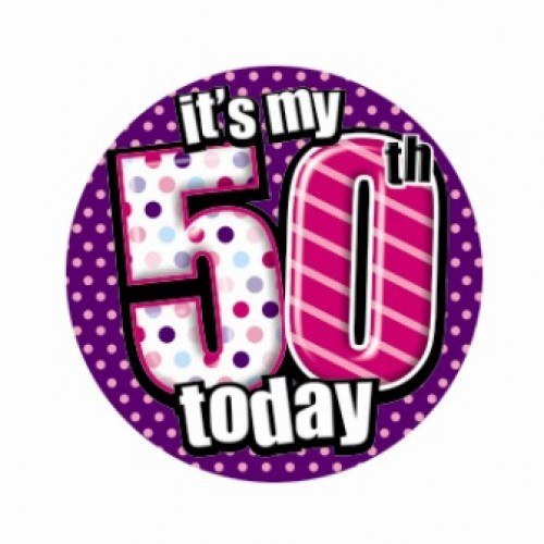 Purple Its My 50th Birthday Badge