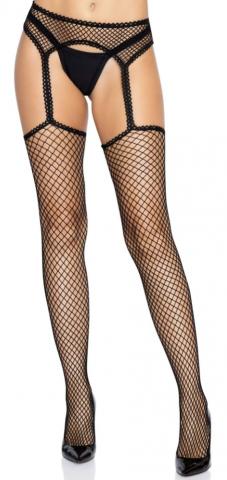 Net Stockings with Suspender Belt - Black