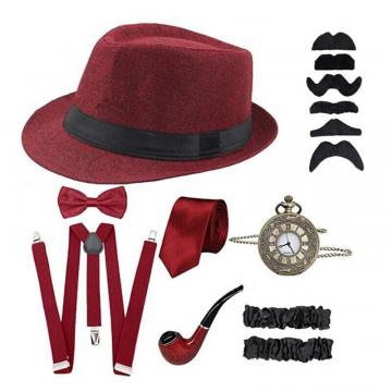 1920's Men's Vintage Accessories Set - Red