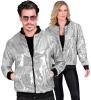 Front view silver disco bomber jacket