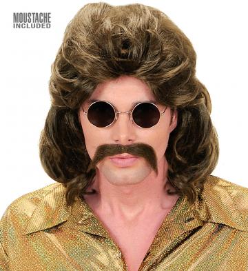 70s man wig and mustache