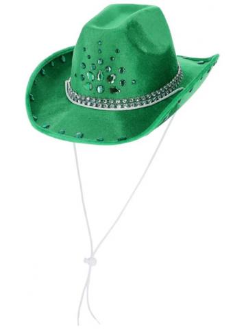 Rhinestone studded cowboy hat.