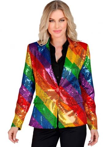 Rainbow Sequin Jacket - Modelled