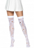 Sugar Skull Net Thigh Highs White