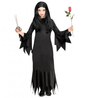 Mortisia Costume holding rose and scissors