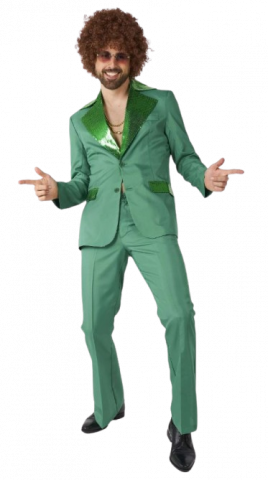 SuitMeister Disco suit Green  - Front view