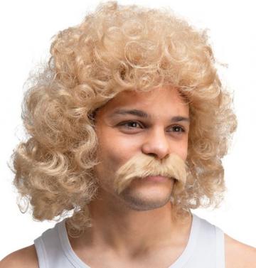 Perm Wig With Tash - Blonde