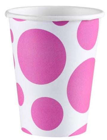 Bright Pink Dots Paper Cup - Close up