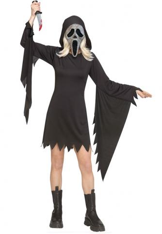 Ghost Face Rhinestone Costume - Ladies