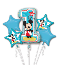 Mickey Mouse 1st Birthday Helium Inflated Balloon Bouquet