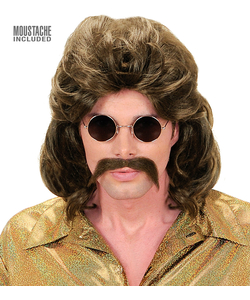 70s man wig and mustache