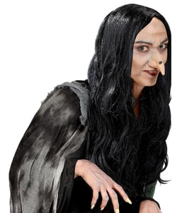 Amelia Black Witch Wig - Full View