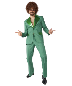 SuitMeister Disco suit Green  - Front view