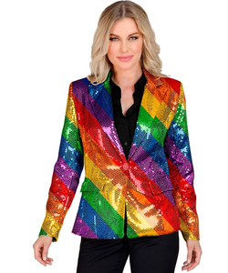 Rainbow Sequin Jacket - Modelled