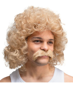 Perm Wig With Tash - Blonde