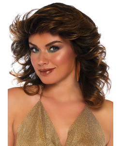 Farrah feathered wig Brown - Front View