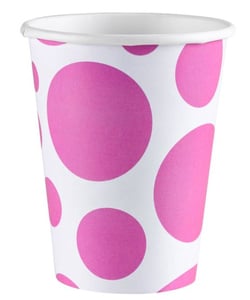 Bright Pink Dots Paper Cup - Close up