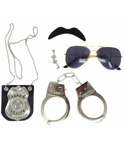 Police Accessory Set - Including Sunglasses, handcuffs, moustache and badge