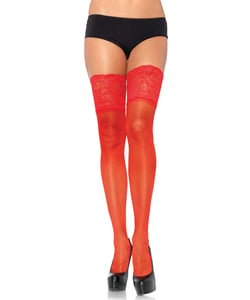 5" Lace Lycra Sheer Stay Up Thigh Hi PLUS SIZE Red